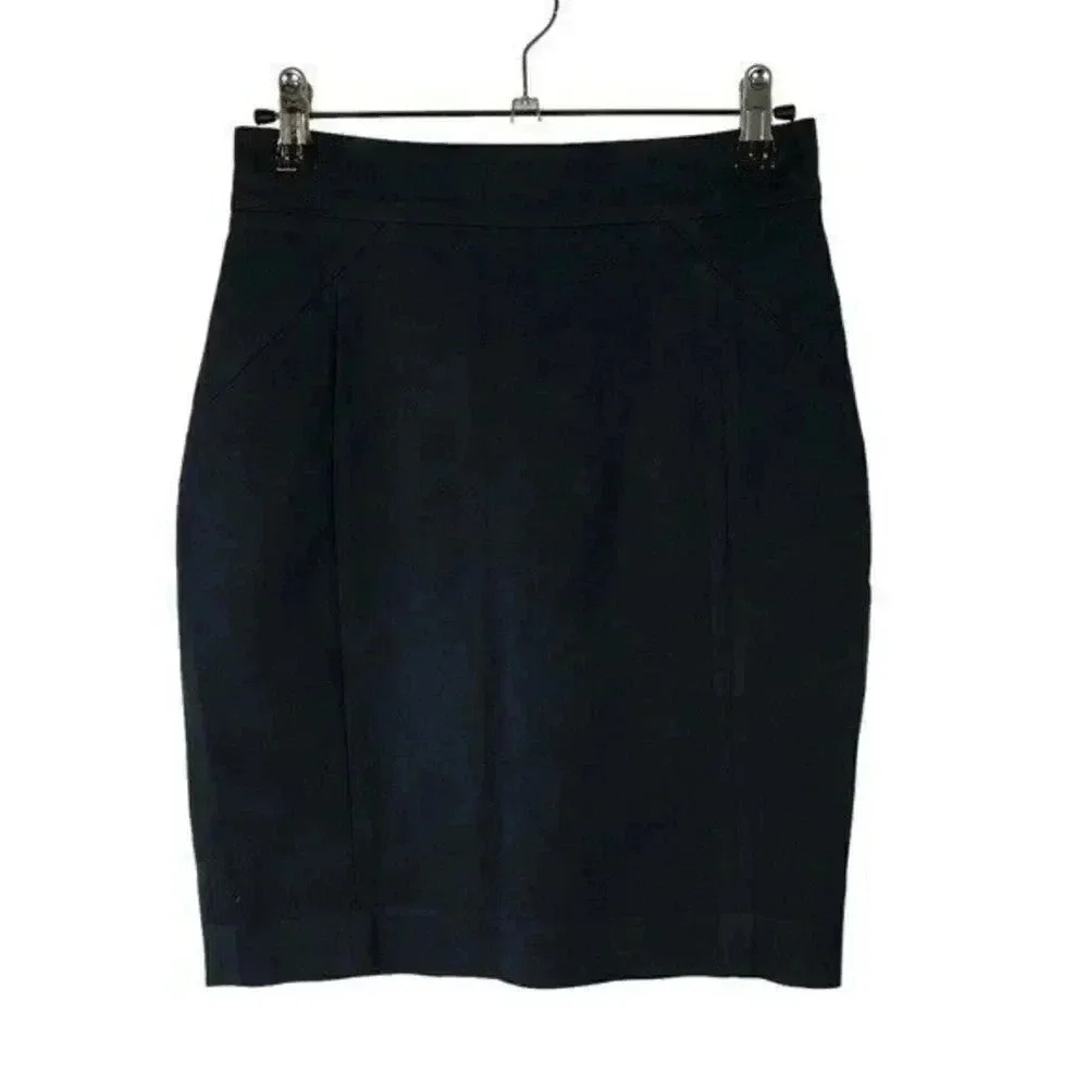H&M Black Cotton Knee Length Pencil Skirt 4